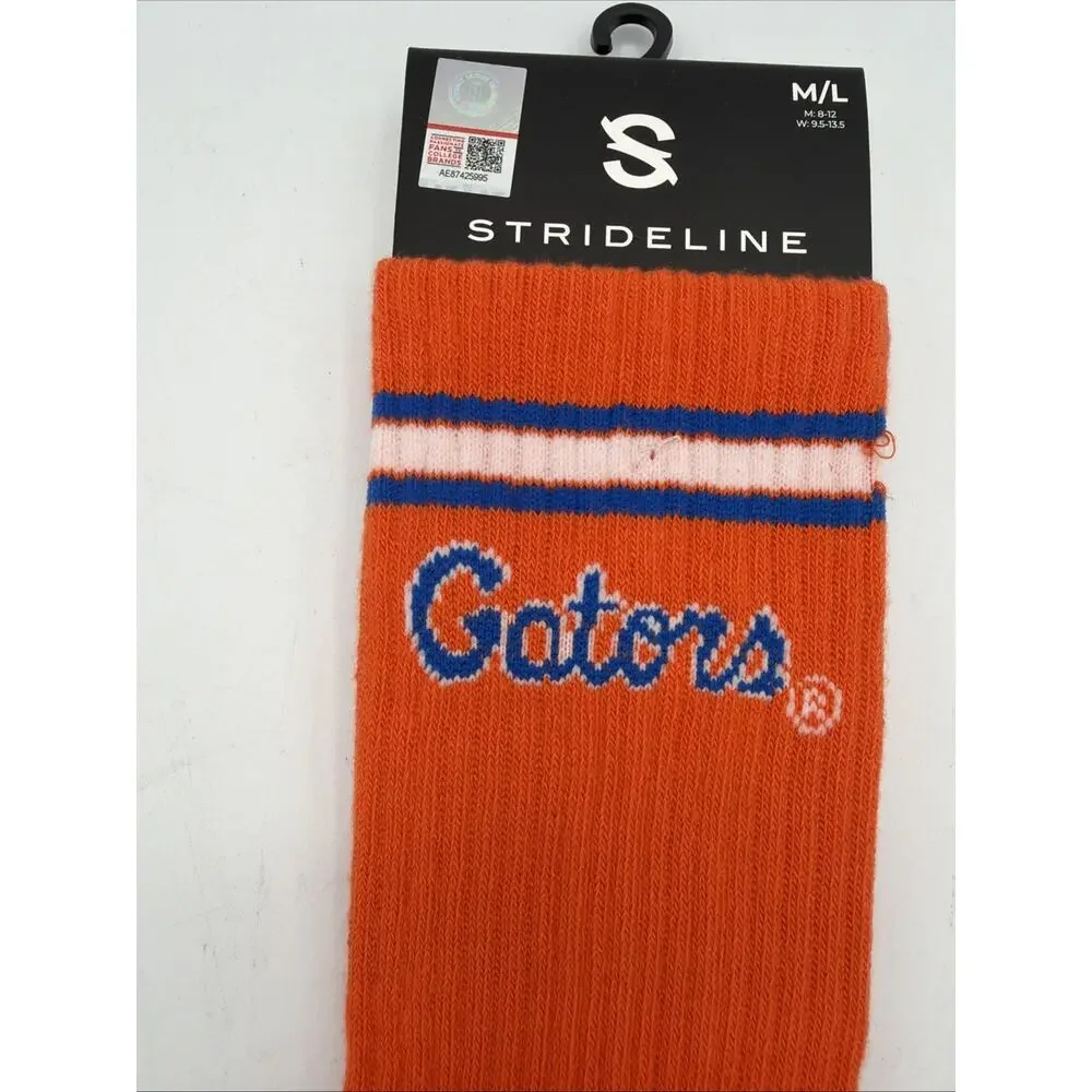 Florida Gators Premium Athletic Socks M/L Strideline Crew NCAA NWT Orange Blue